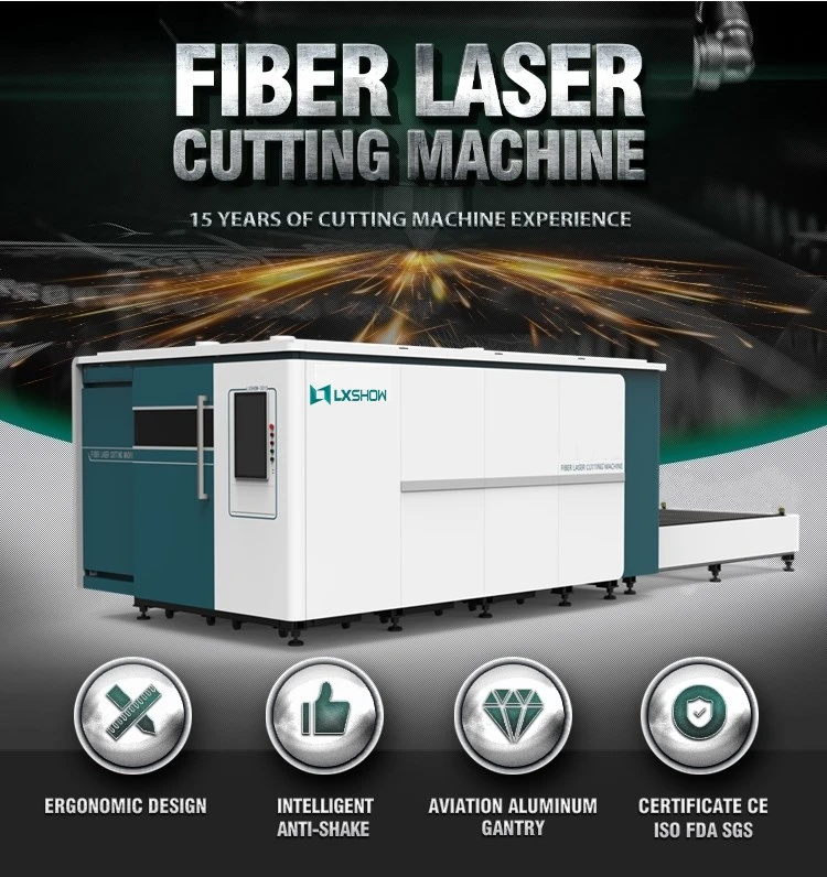 2022 Lxshow High Quality CE Standard Full Enclosed and Dual Exchange Table Fiber Laser Cutter